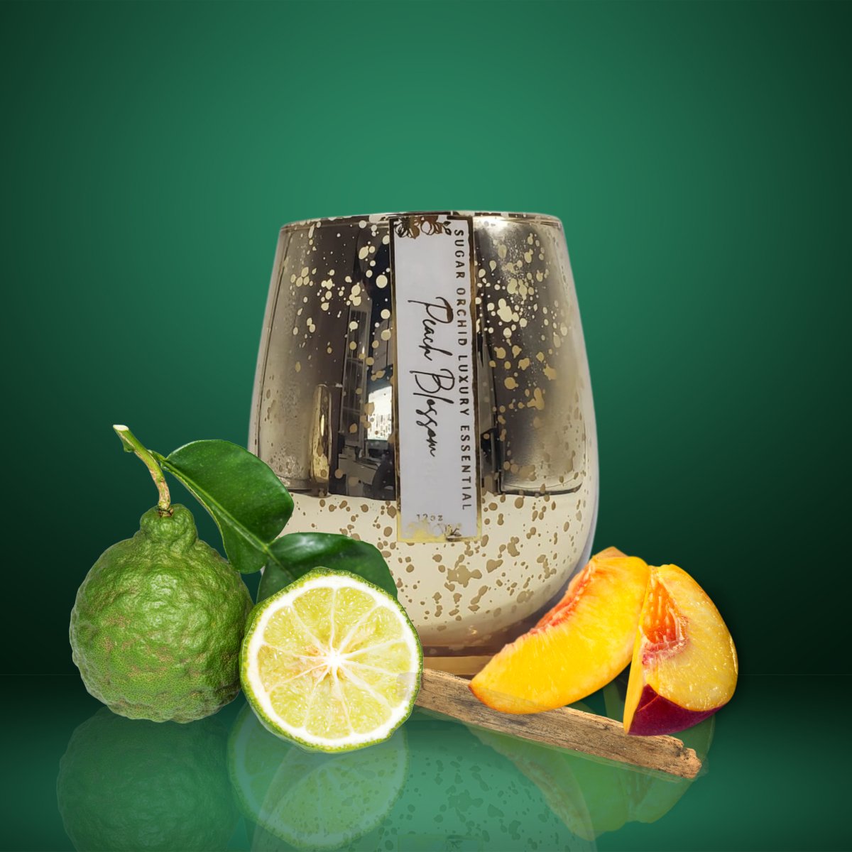 Peach Blossom - Stardust Candle - Sugar Orchid Luxury Essentials