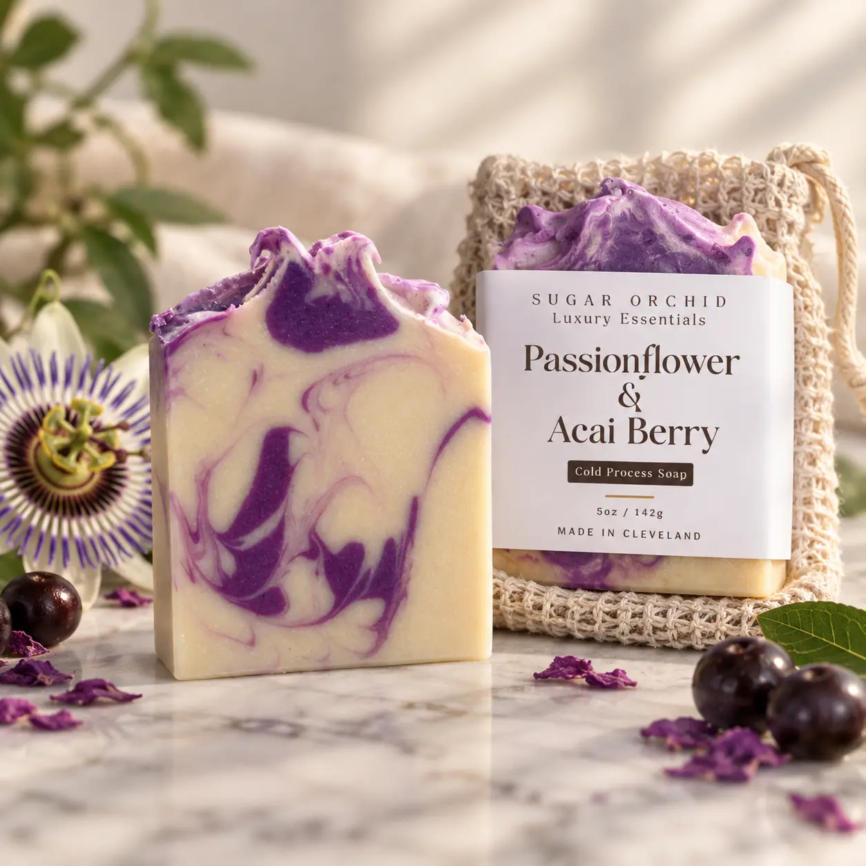 Passionflower and Acai Berry handmade soap