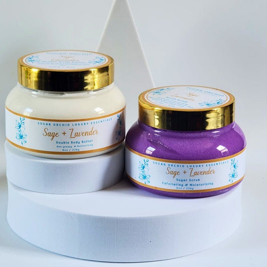 Body Butter And Sugar Scrub Set - Sugar Orchid Luxury Essentials